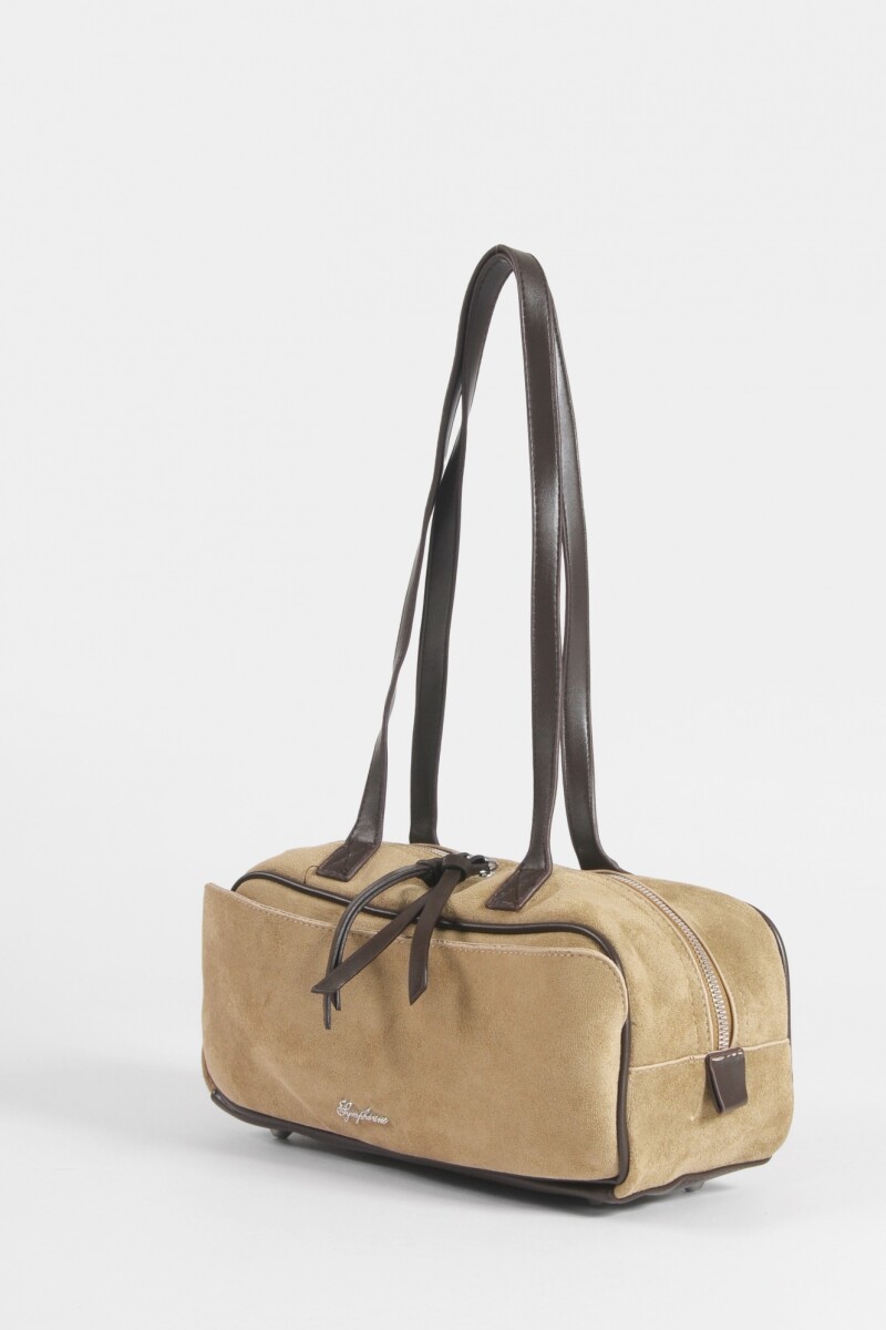 Cartera de hombro suede beige