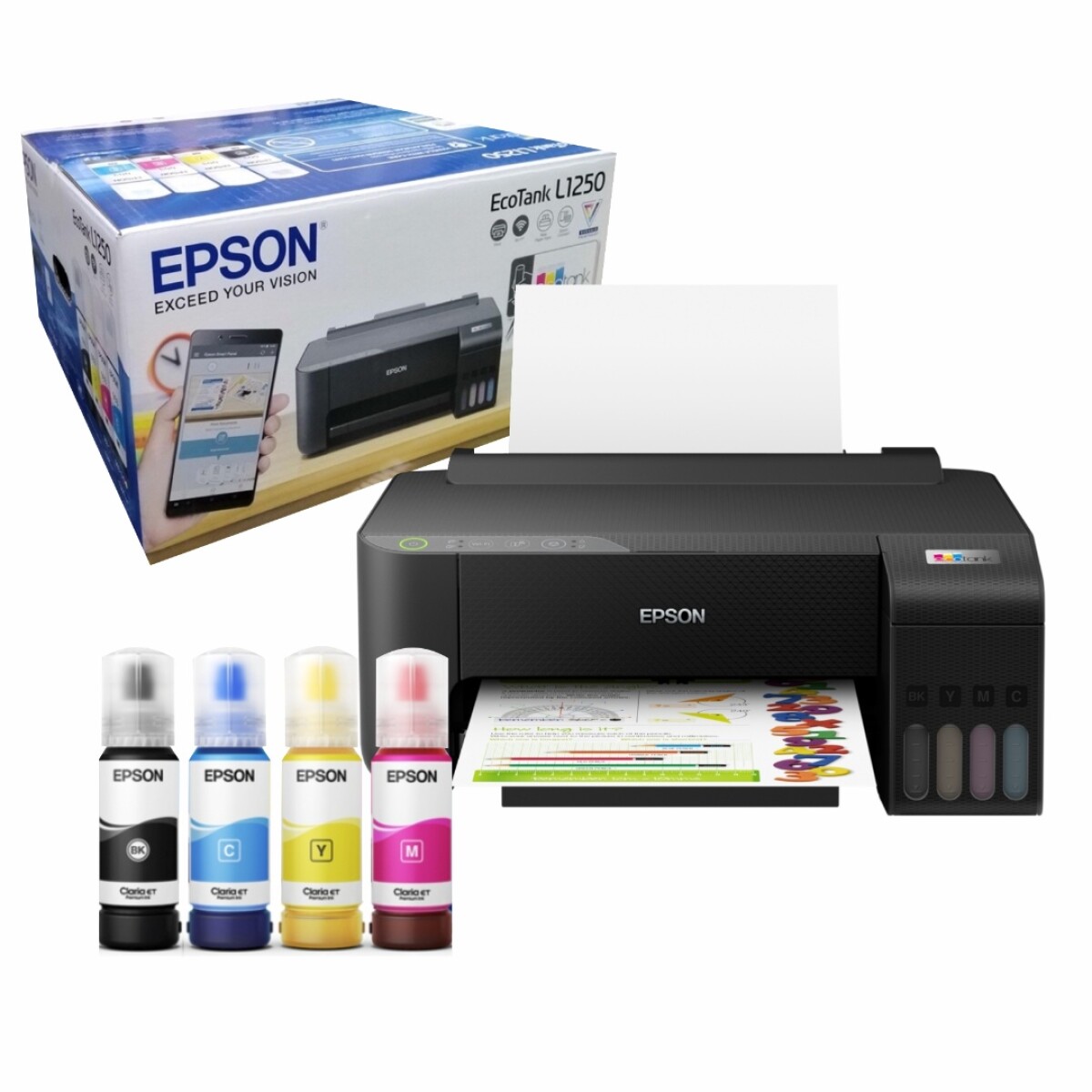 Impresora Epson Multifuncion L1250 + 4 Botellas Extra - 001 