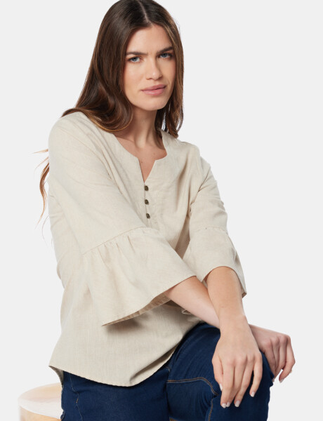 BLUSA DE LINO VOLADOS Beige