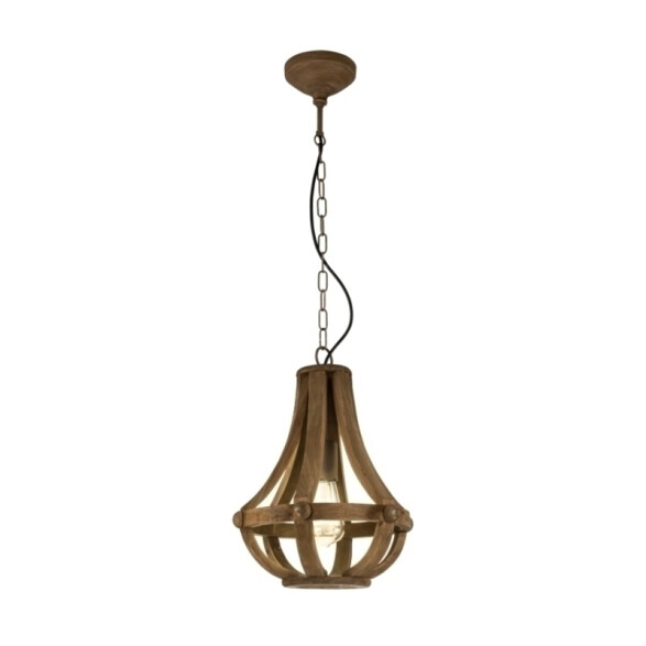 Colgante rústico en madera oscura 1X27 Ø31 KINROSS EG1026