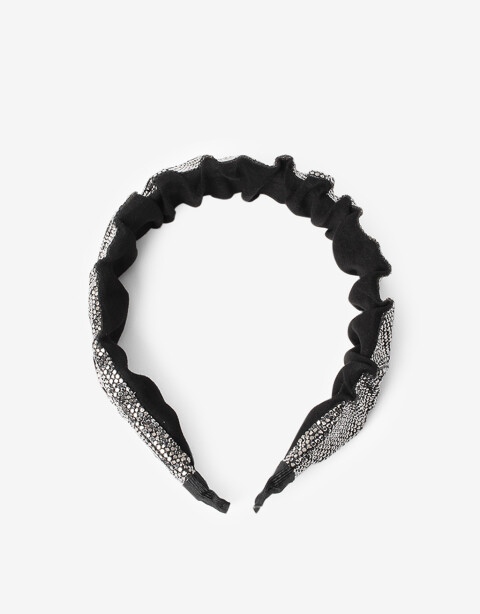 Vinchas Rígidas Strass Vincha Rígida Con Frunces. - Plateado Hematite