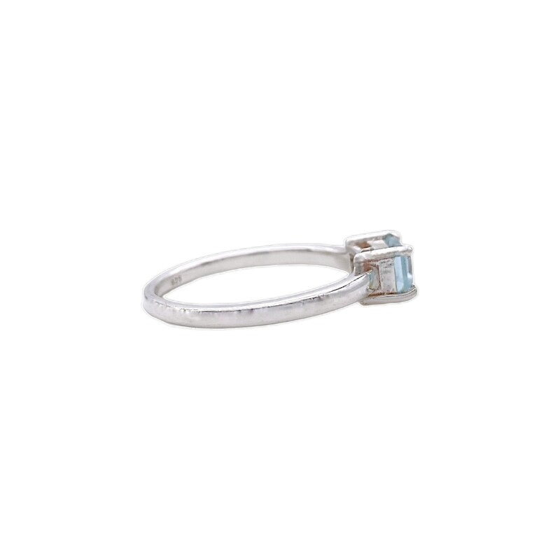 Anillo Solitario-Plata rodinada-Piedra Topacio azul-AN2012 conpiedra