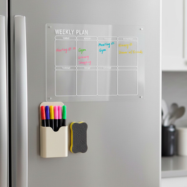 Pizarra Acrílica Semanal Magnetica Marcadores + Borrador Color Blanco