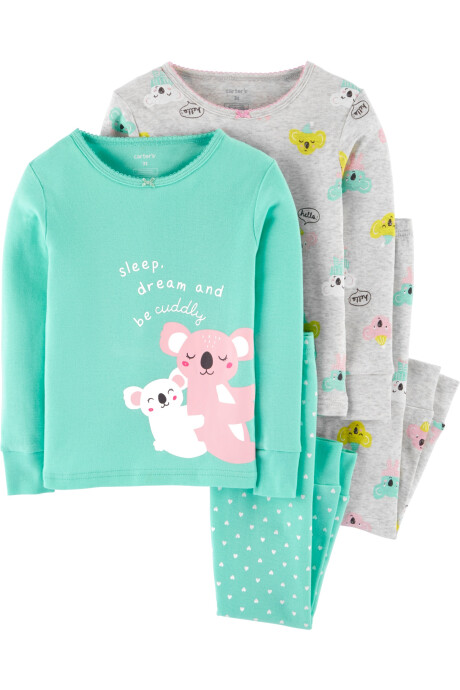 Pijama Cuatro Piezas Dos Remeras Manga Larga y Dos Pantalónes Koalas Algodón 0