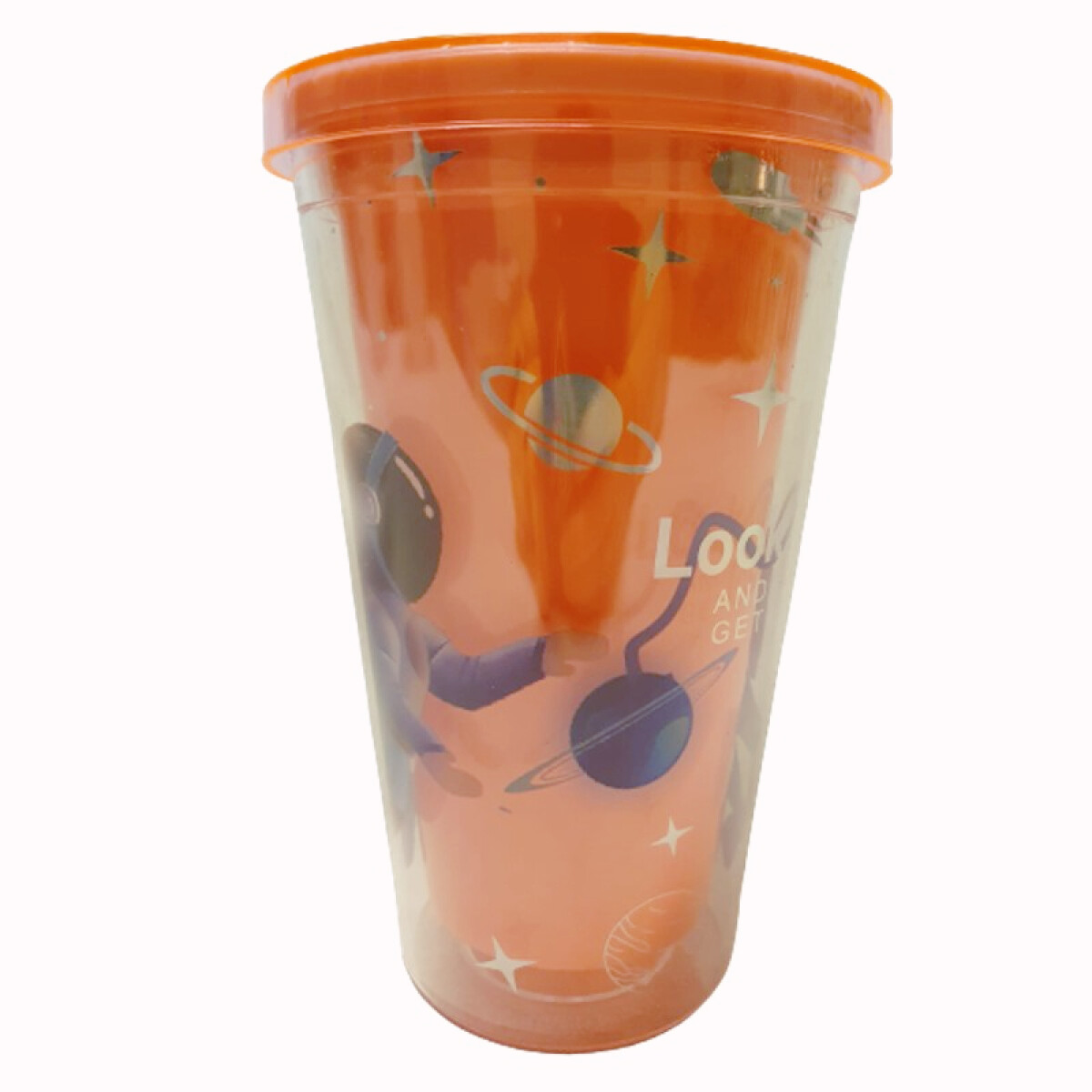 Vaso con Sorbito Diseño Astronauta - Rojo 