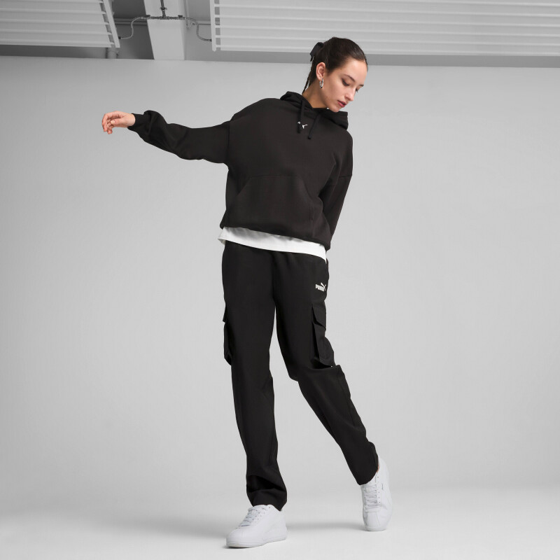 Abrigo Ess Oversized Hoodie Felpa de Mujer Negro