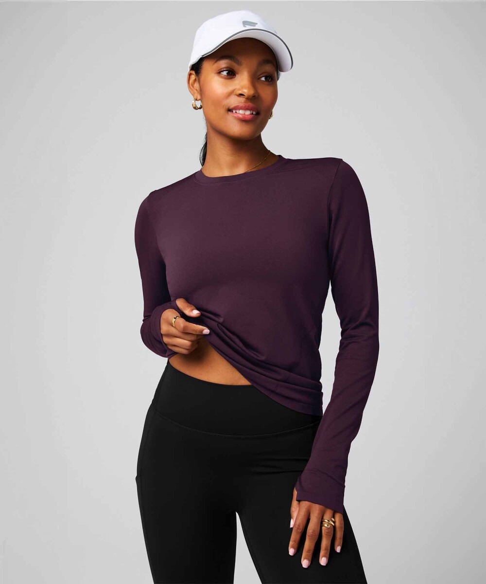 Polo Manga Larga Feather Tech+ Long-Sleeve Top Mujer - Oxblood 