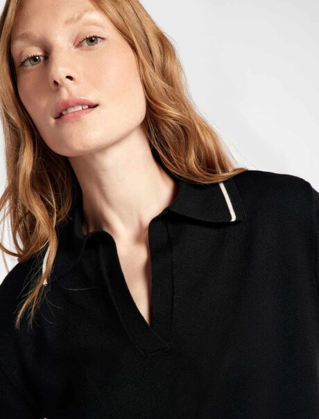 POLO MANGA CORTA EN TEJIDO DE PUNTO NEGRO