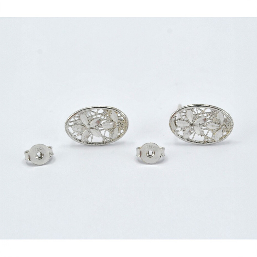 Caravanas Oro Blanco 18K Con Filigrana Caravanas Oro Blanco 18K Con Filigrana