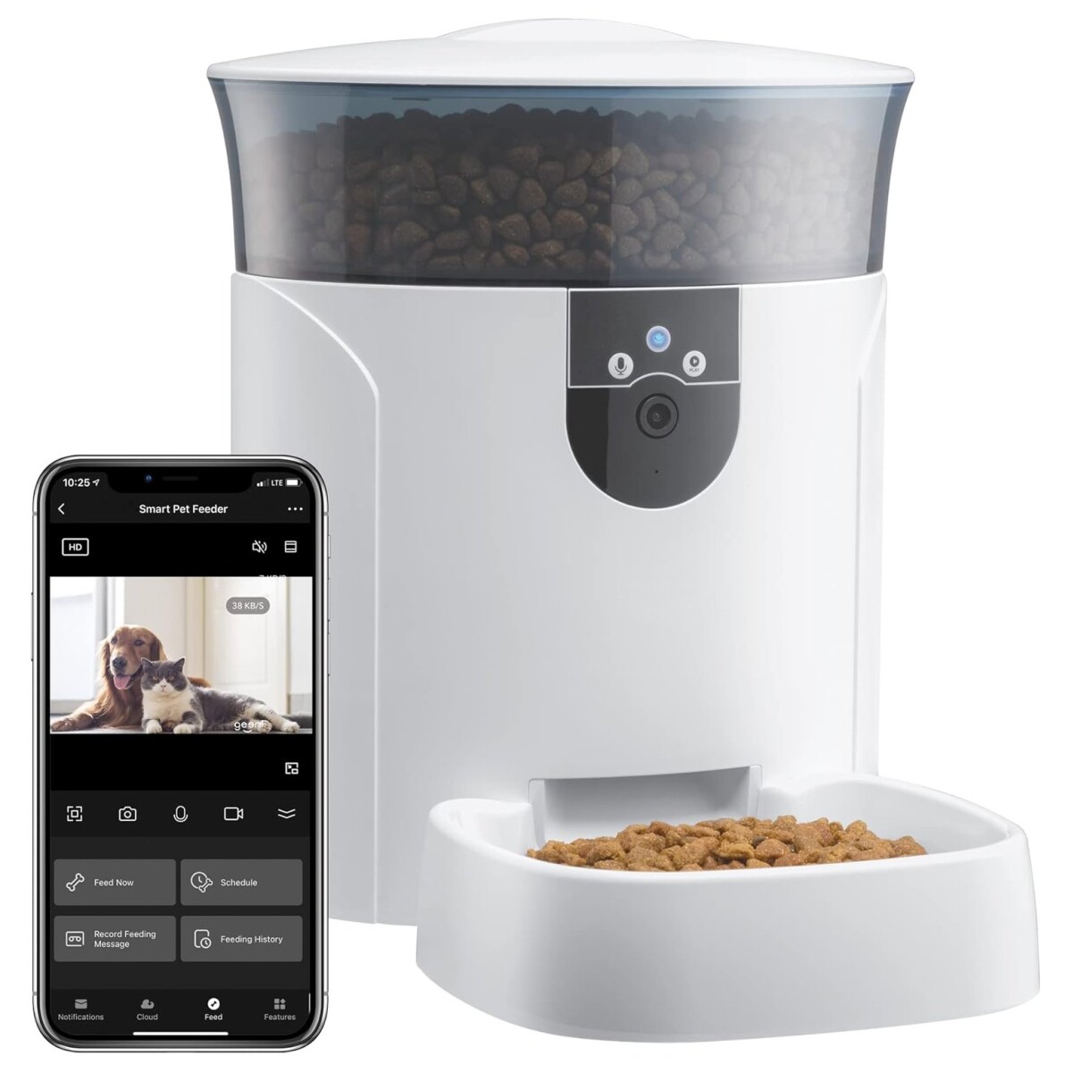 Dispensador Comida Automatico Inteligente Mascotas Wifi 7Lts - Variante Color Blanco 