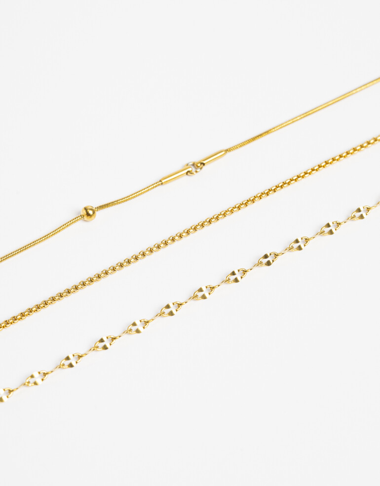 Pulseras Flexibles Sets Metal Set De Pulseras De Acero Combinadas - Dorado