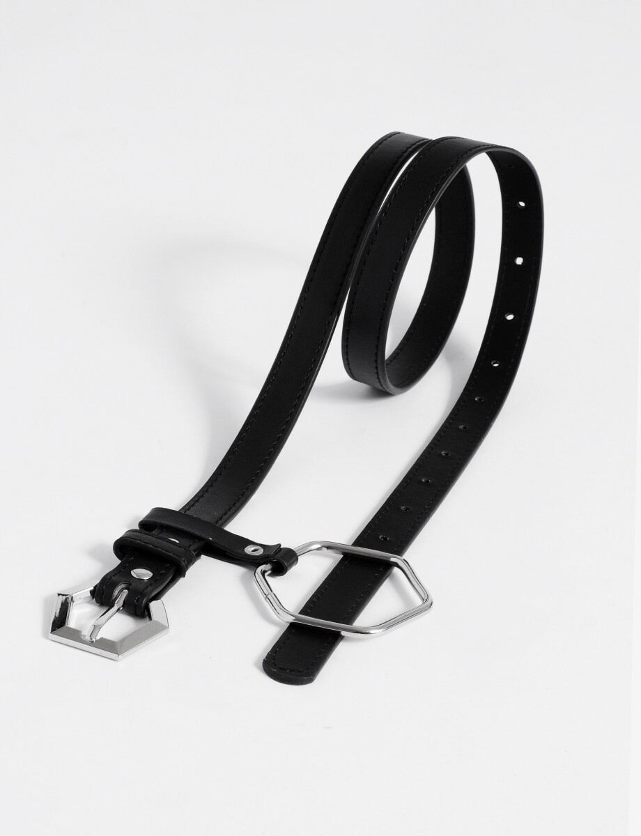 Cinturon hebilla hexagonal - negro 