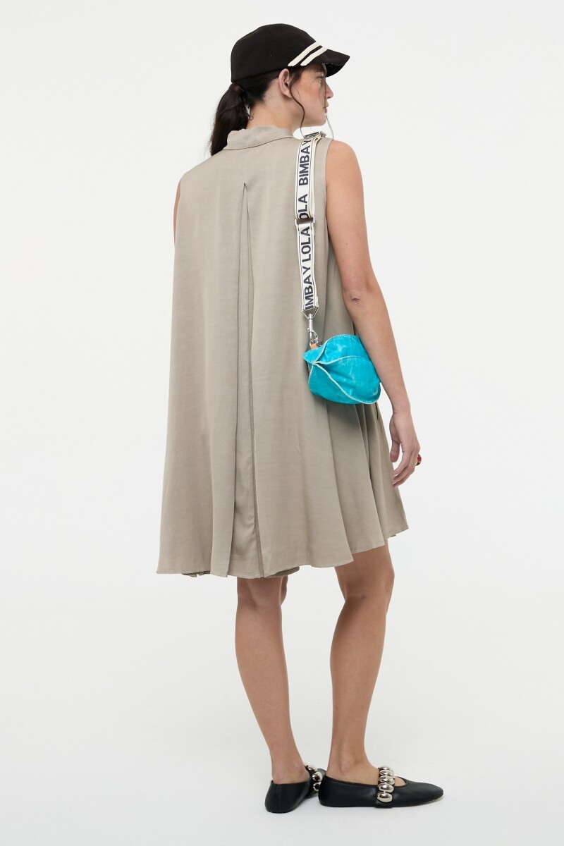 VESTIDO CORTO CON CUELLO Vison