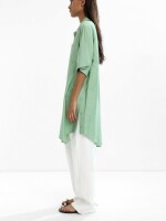 Vestido Camisero Con Bolsillo verde