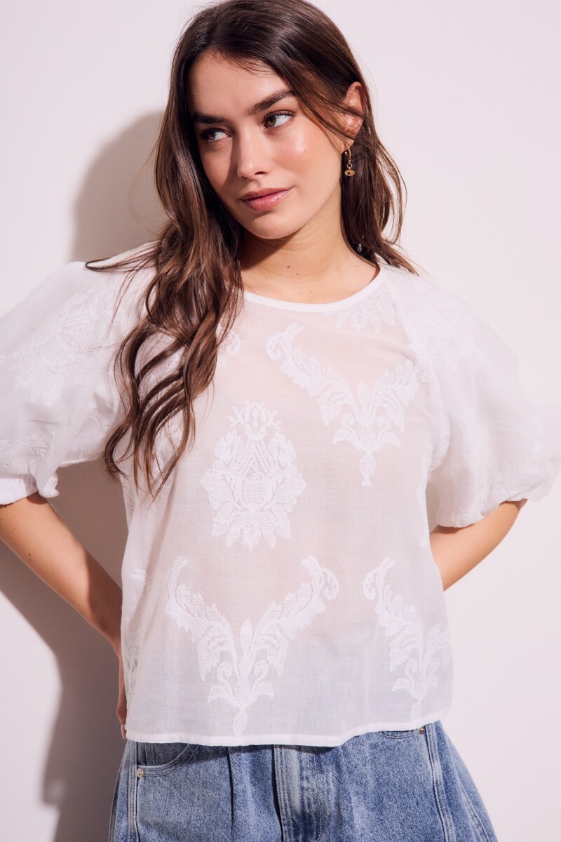 Blusa Manga Globo Crudo