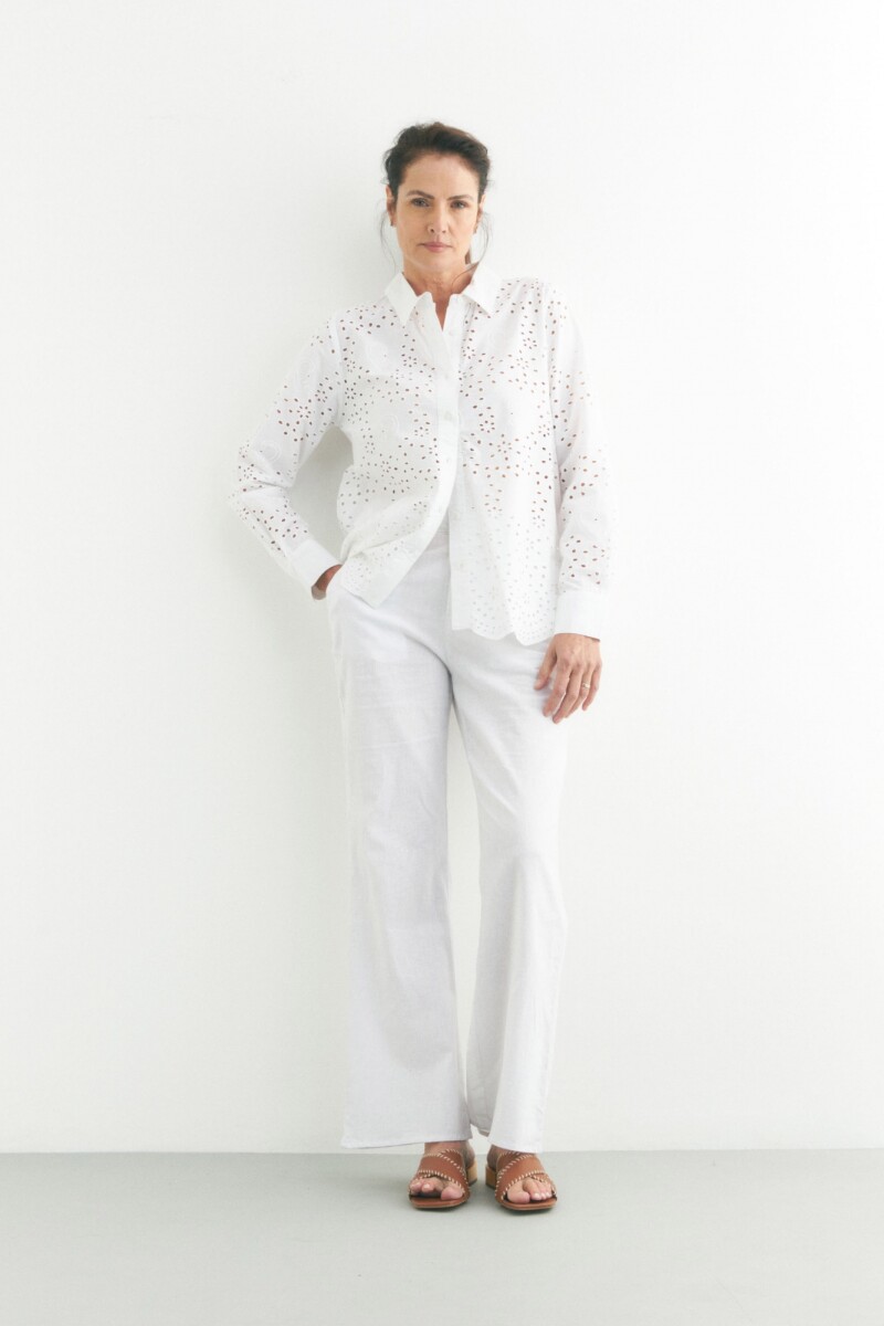 Camisa de broderie blanco