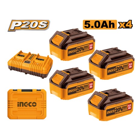 Set X 4 Baterias 5AH + Cargador Doble + Valija Ingco 001