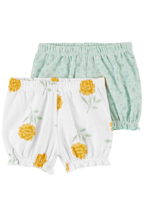 Pack dos shorts burbuja de algodón, diseño floral Sin color