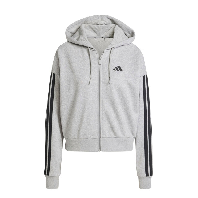 Campera de Mujer Adidas Essentials French Terry 3 Tiras Gris - Negro