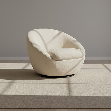 BUTACA GIRATORIA 1 CUERPO TELA BLANCO ORA OFFWHITE