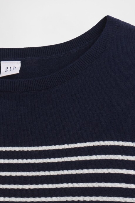 Buzo Cuello Bote A Rayas Mujer Navy Stripe