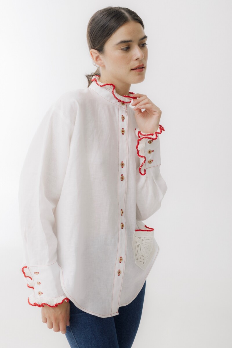 CAMISA OTA LINEN CROCHET Blanco