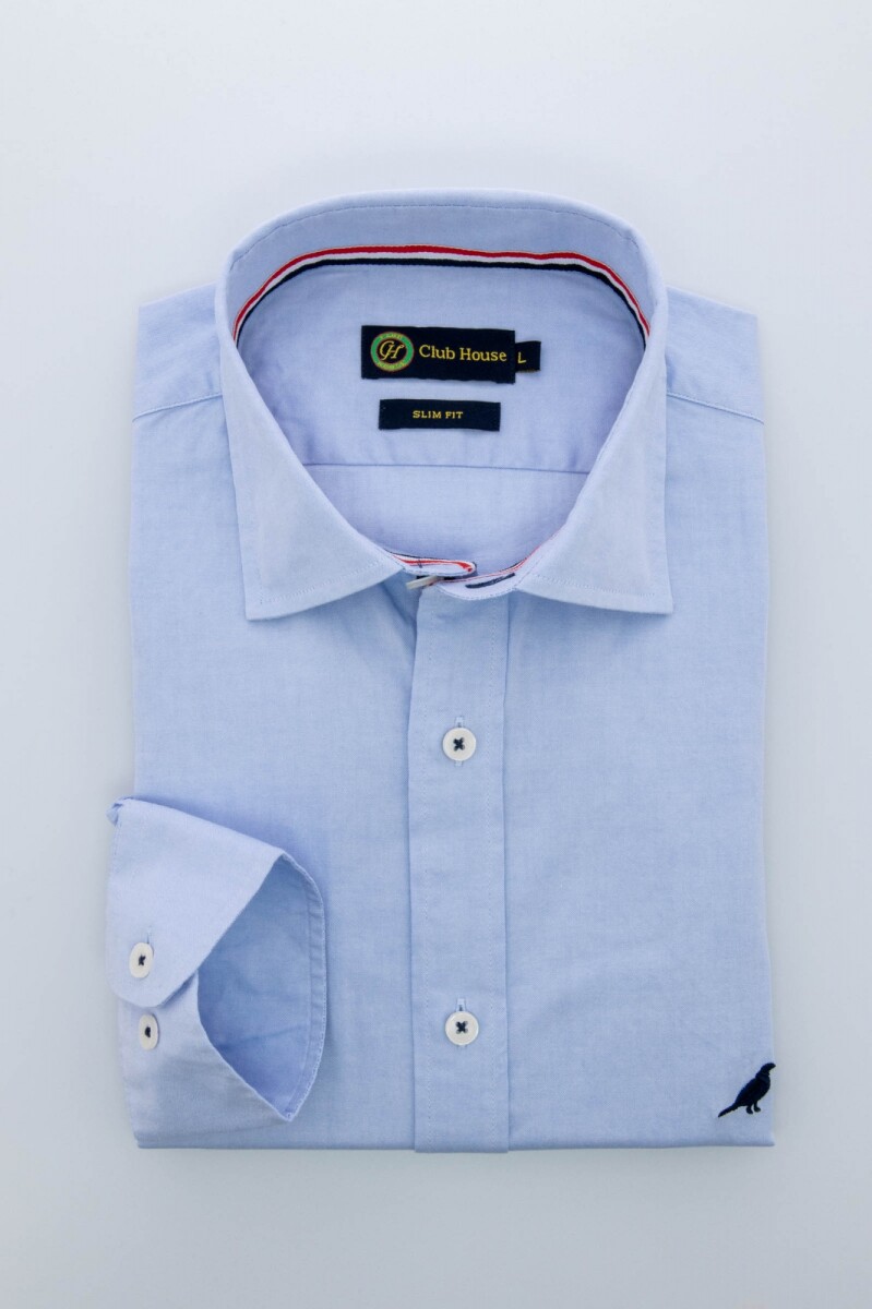 Camisa lisa Slim fit - Celeste 