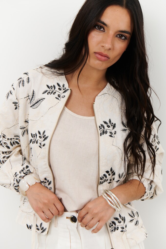 BOMBER BORDADA NATURAL