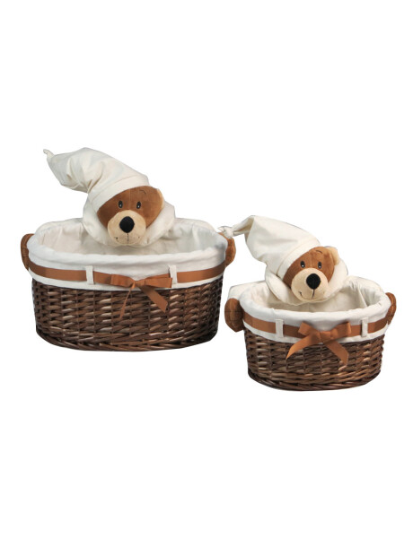 SET 2 CESTO RATTAN OVALES C/PELUCHE OSO MARRON SET 2 CESTO RATTAN OVALES C/PELUCHE OSO MARRON