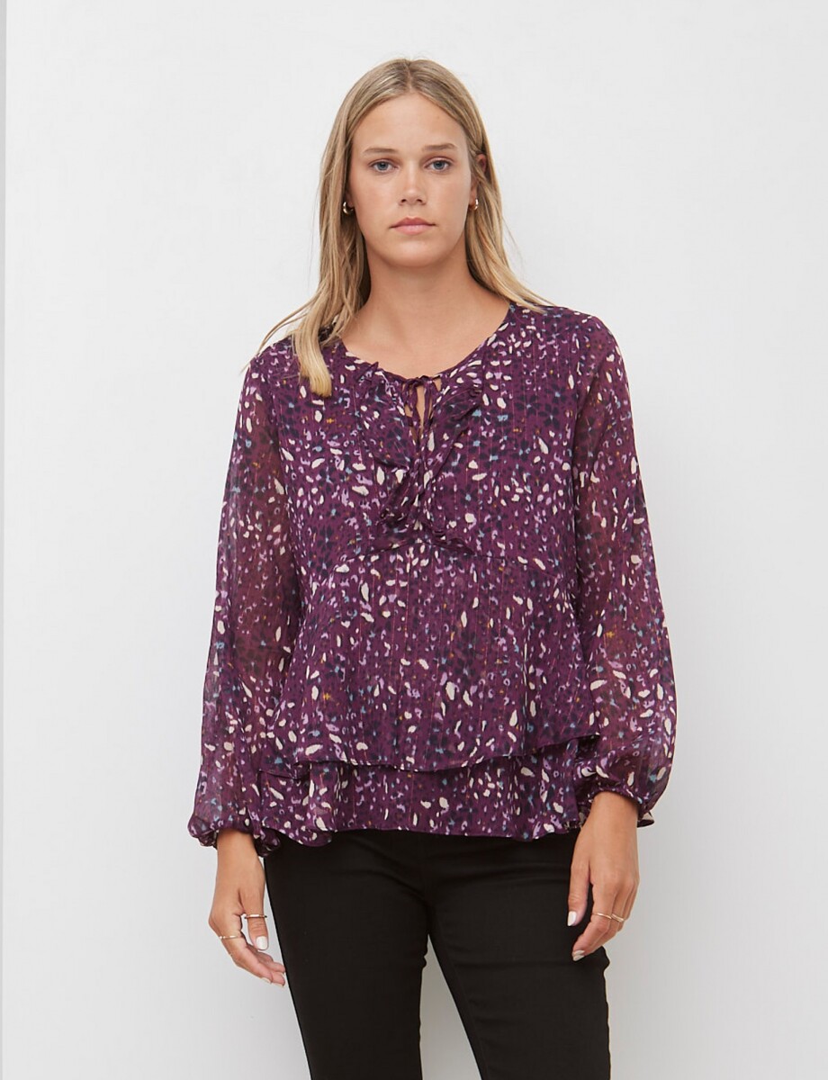 Blusa Gasa Volados - Violeta/multi 