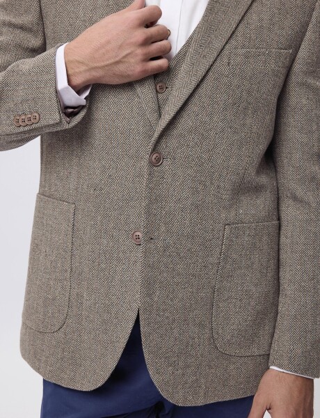 Blazer tweed con coderas marron