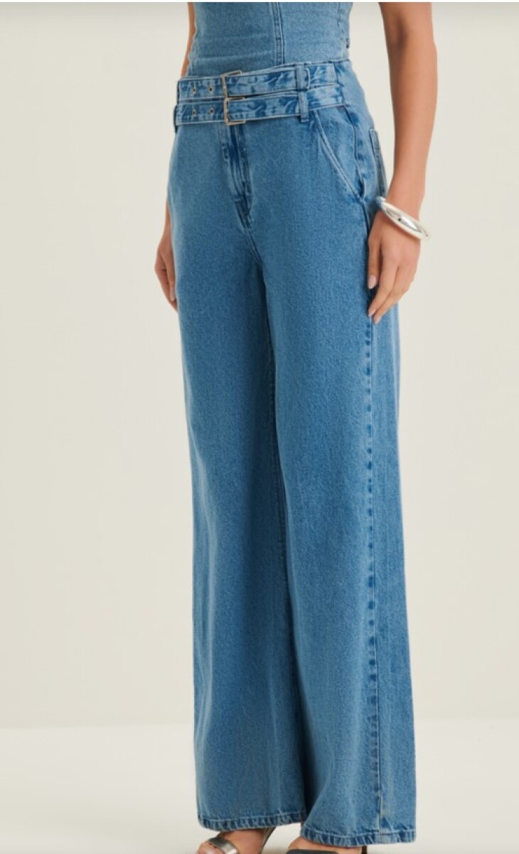 Jean con cinto doble Julia - Azul 