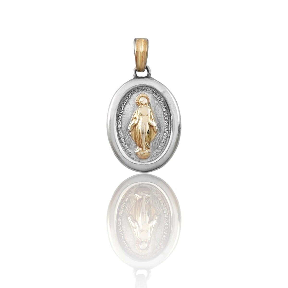 Dije Medalla Virgen Milagrosa -Plata y oro- Sin piedra- CP5039 - sinpiedra 