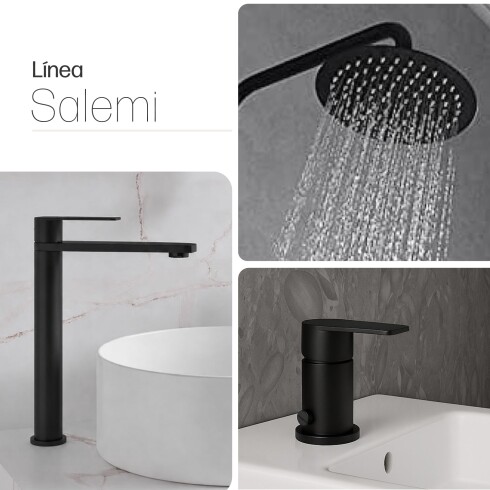 Juego Grifería Negro Lavatorio Alto Y Bidet NEGRO