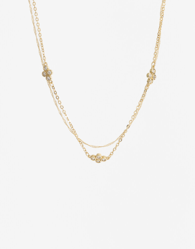 Collares Cortos Cubic zirconia Collar Con Dije De La Línea Delicates. - Dorado