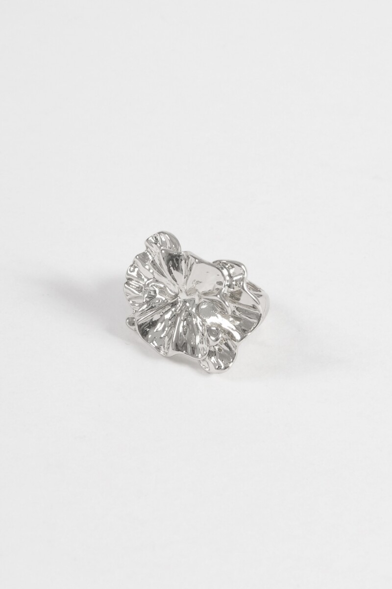 Anillo flor antique elastizado plateado