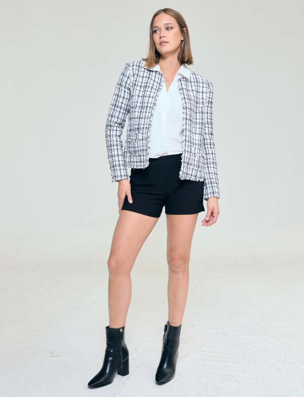 Chaqueta Tweed Crop NEGRO/CRUDO