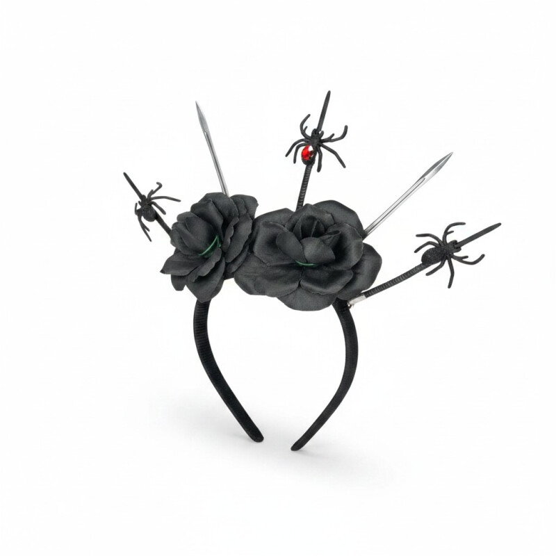 Vincha de Flores Negras y Araña Vincha de Flores Negras y Araña