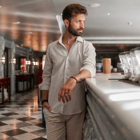 Camisa de lino Blanco con rayas