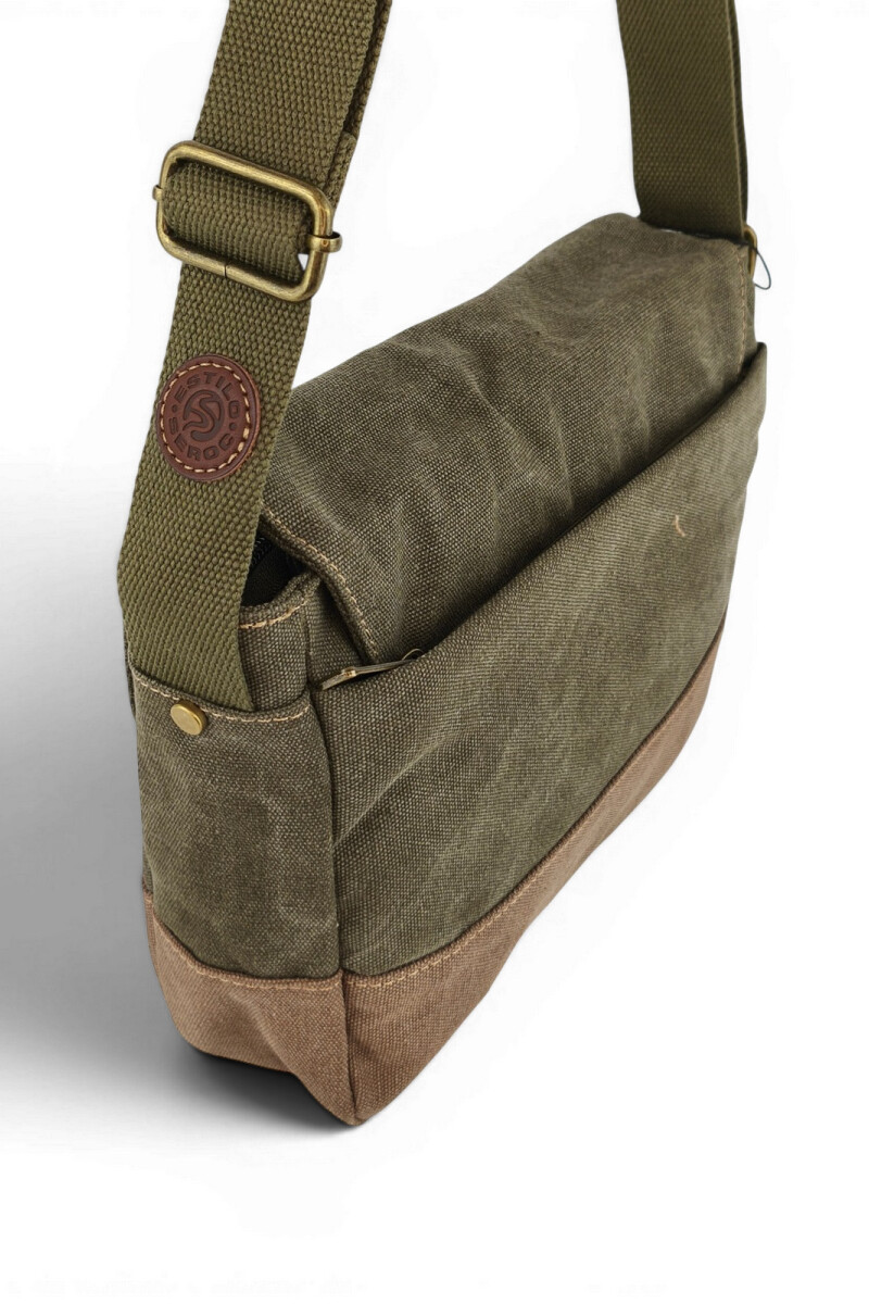 Morral con solapa Verde con Marrón