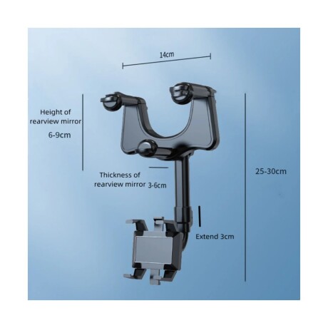 SOPORTE ARTICULADO 180° PARA CELULAR CON AGARRE PARA RETROVISOR 14.5*7.2*7.5CM 001