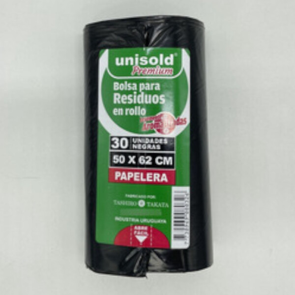 BOLSAS PARA RESIDUOS UNISOL EN ROLLO 50X62 CM. NEGRA NEGRO