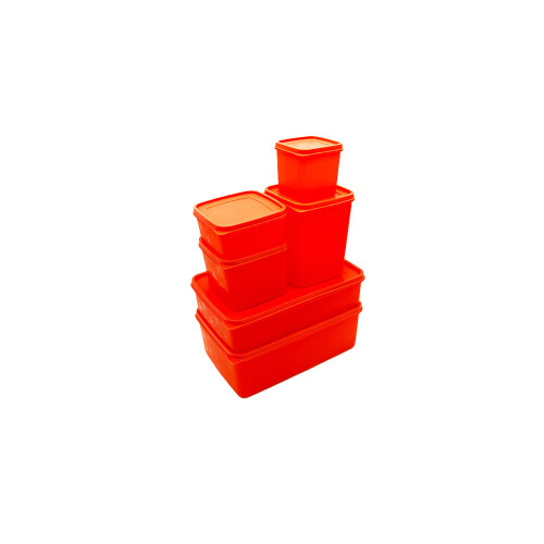SET 6 RECIPIENTES RECTANGULARES ALASKA FRESHLIFE NARANJA