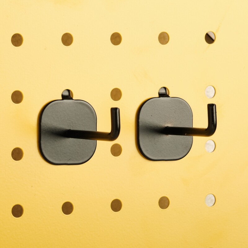 Gancho recto tipo L para panel perforado pegboard metálico Negro