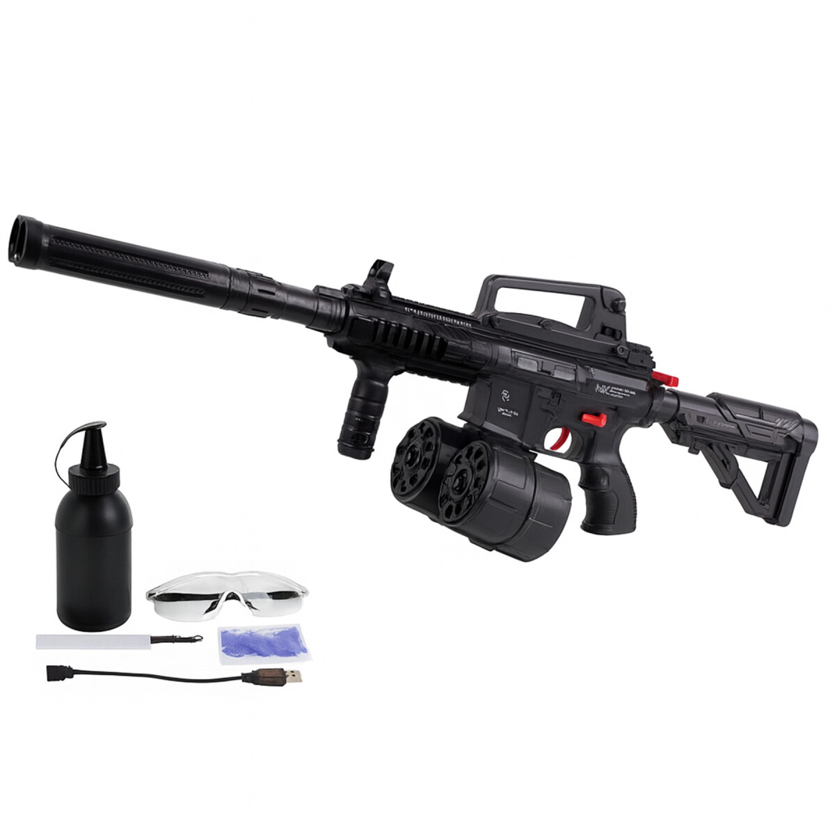 Ametralladora Hidrogel Laser Infrarrojo + Lentes Recargable - Color Negro 