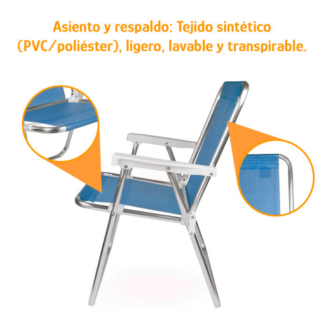 Silla Alta Aluminio Reposera Mor 110 kg Plegable Sannet Azul