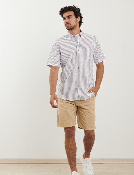 012507 CAMISA HARRINGTON LABEL Tostado / Blanco