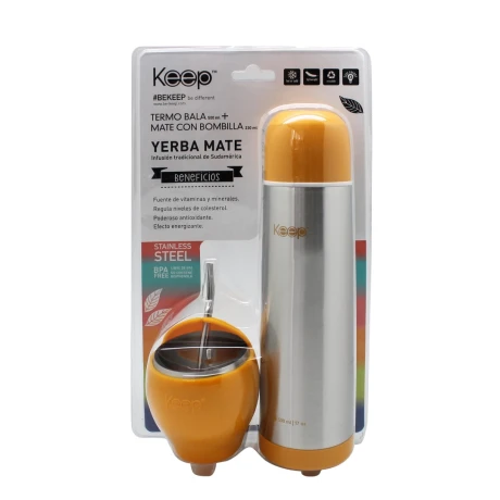 Set Mate y Termo Bala Keep NARANJA