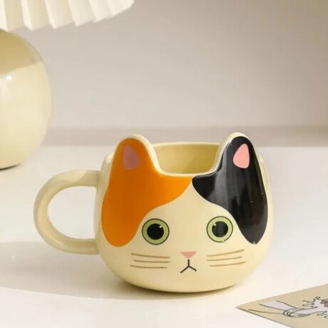 Taza gatito c/cuchara Naranja y negro