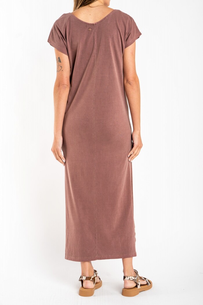 Vestido Algodon Lavado Marron